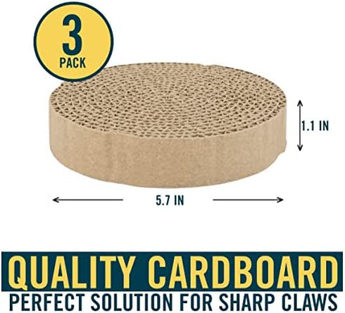 OurPets Wobble Scratch Track Cat Scratcher Cardboard Replacement Scratching Pads - 3 Pack. Round Cat Scratcher Refill